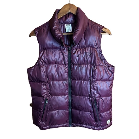 Victoria's Secret PINK Burgundy Puffer Vest size medium‎ - Picture 1 of 8